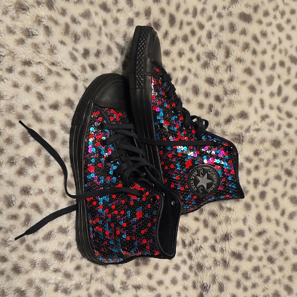 Converse Womens' High-Top Sneakers - Black with Multicolor Sequins